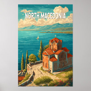 Affiche Illustration de la Macédoine du Nord Art de voyage