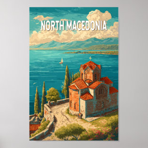 Affiche Illustration de la Macédoine du Nord Art de voyage