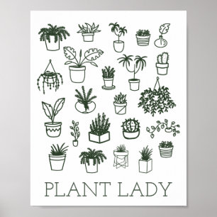 Affiche Illustration de la mignonne Plante Lady Houseplant