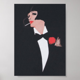 Affiche Illustration de la mode Vintage : une femme fume