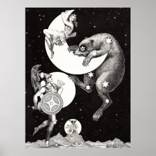 Affiche Illustration de la Nuit du Dieu de l'Univers du Ci
