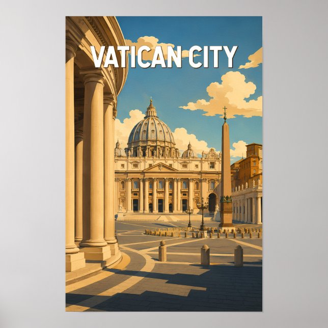 Affiche Illustration de la place Saint-Pierre à Vatican Ci (Devant)