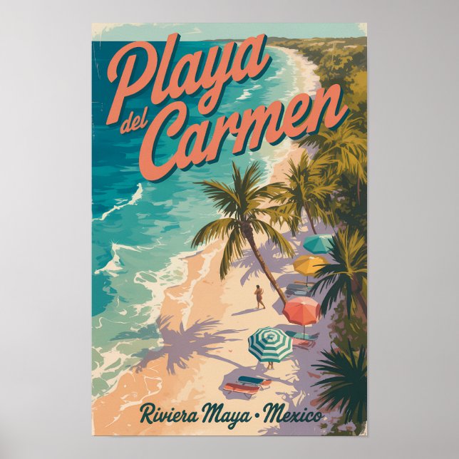 Affiche Illustration de la plage de Playa del Carmen Art d (Devant)