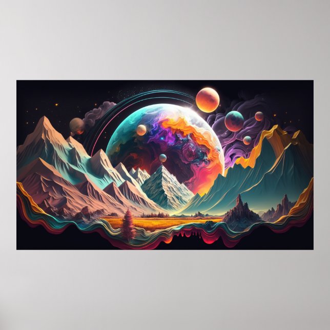 Affiche Illustration de la planète Alien (Devant)