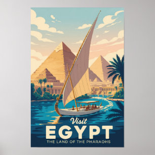 Affiche Illustration de la pyramide d'Égypte Art de voyage