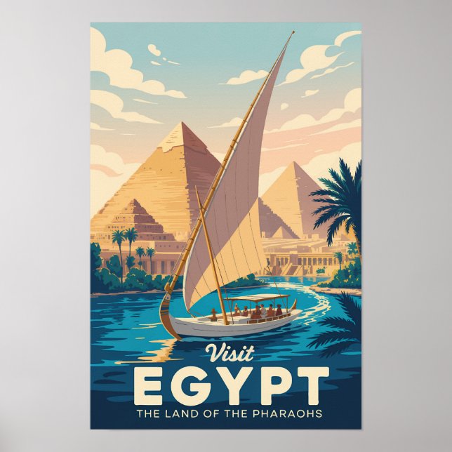 Affiche Illustration de la pyramide d'Égypte Art de voyage (Devant)