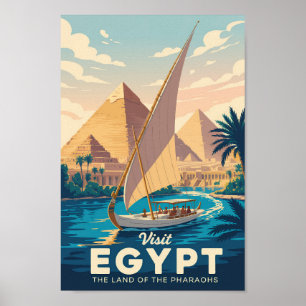 Affiche Illustration de la pyramide d'Égypte Art de voyage