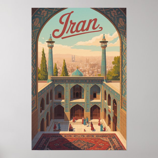 Affiche Illustration de la skyline de l'Iran Art de voyage (Devant)
