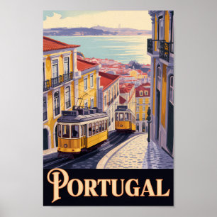 Affiche Illustration de la skyline de Lisbonne au Portugal