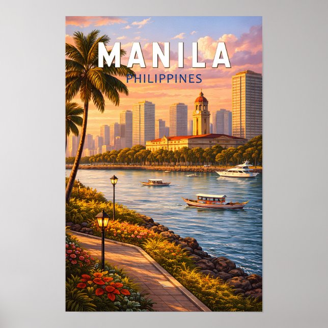 Affiche Illustration de la skyline de Manille Philippines  (Devant)
