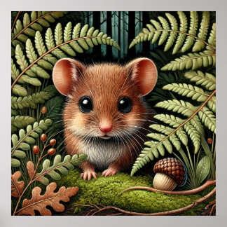 Affiche Illustration de la souris de bois adorable - Forêt