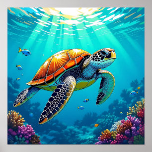Affiche Illustration de la tortue de mer