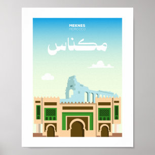 Affiche Illustration de la ville de Meknes Maroc