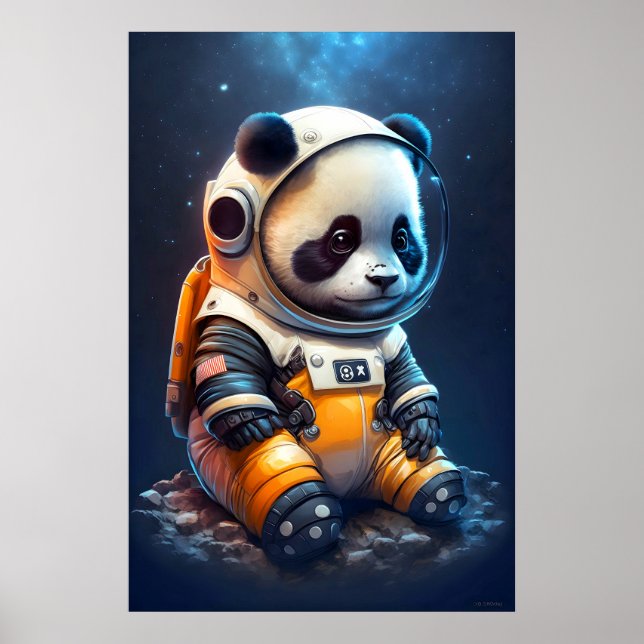 Affiche Illustration de l'adorable astronaute Panda Bear (Devant)