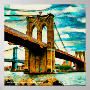 Affiche Illustration de l'affiche de Brooklyn Bridge NYC