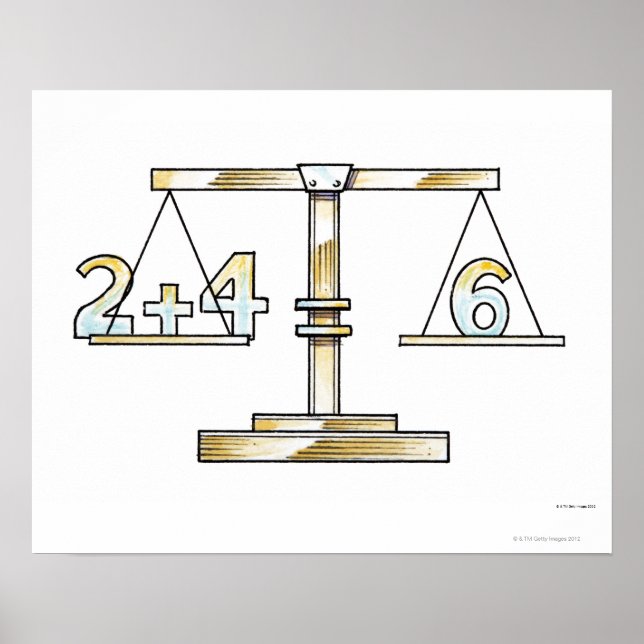 Affiche Illustration de l'ajout de nombres sur les échelle (Devant)