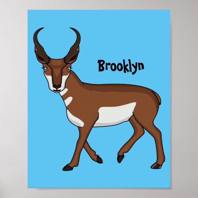 Affiche Illustration de l'antilope Pronghorn (Devant)