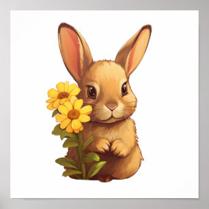 Affiche Illustration de lapin de dessin