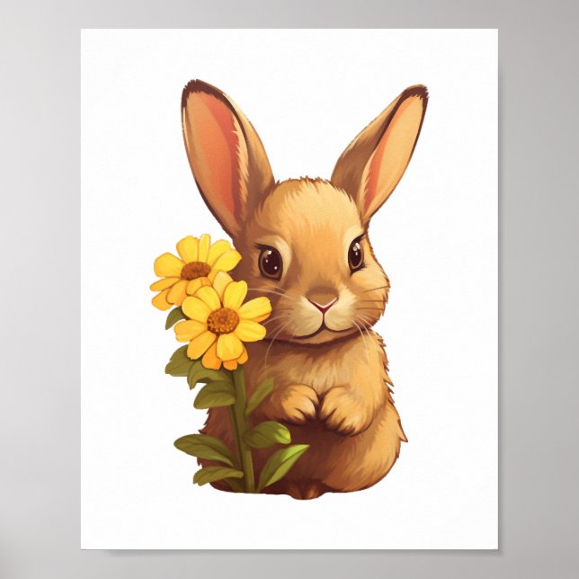 Affiche Illustration de lapin de dessin (Devant)
