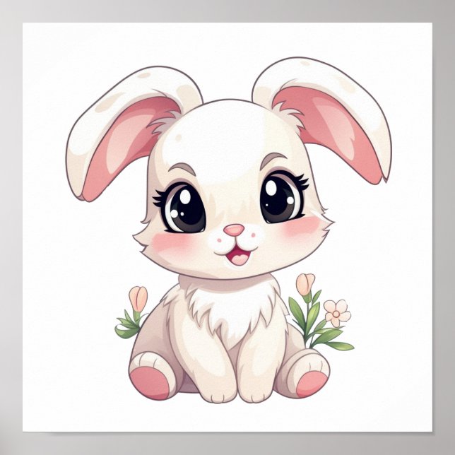 Affiche Illustration de lapin de dessin (Devant)