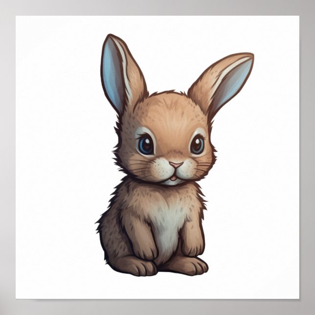 Affiche Illustration de lapin de dessin (Devant)