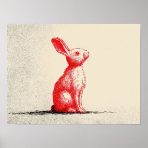 Affiche Illustration de Lapin Rouge - Anima Vintage Minima