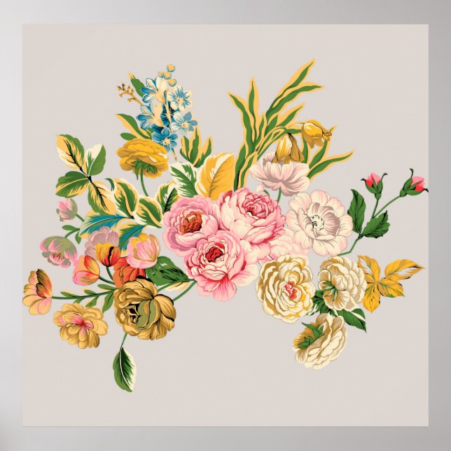 Affiche Illustration de l'aquarelle Digital Flowers. Manue (Devant)