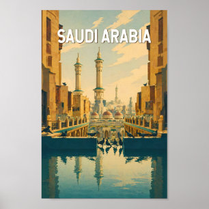 Affiche Illustration de l'Arabie saoudite Voyage Art Vinta