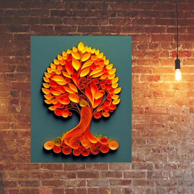 Affiche Illustration de l'arbre d'automne de l'orange de r (Créateur téléchargé)
