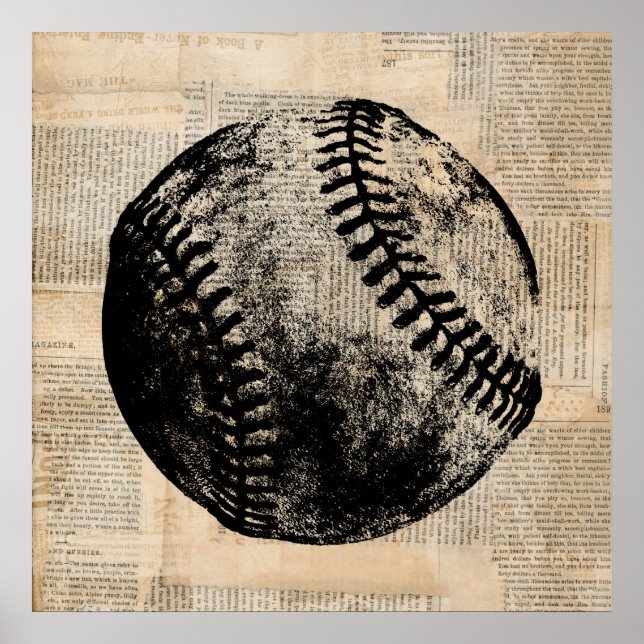 Affiche Illustration de l'art de baseball vintage Style de (Devant)