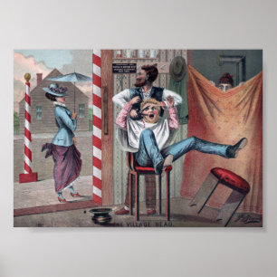 Affiche Illustration de l'atelier de coiffure comique Vint