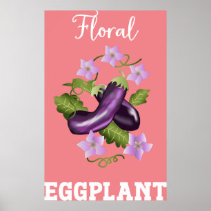 Affiche Illustration de l'aubergine florale