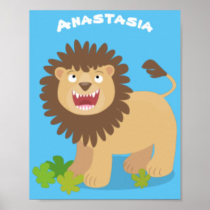 Affiche Illustration de l'effervescence de lions heureux
