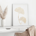 Affiche Illustration de l'élégante Gold Ginkgo Feuille Lin<br><div class="desc">Elégant Gold Ginkgo Feuille Line Art Illustration Poster</div>