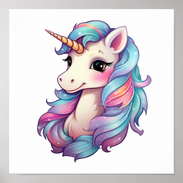 Affiche Illustration de licorne de dessin (Devant)