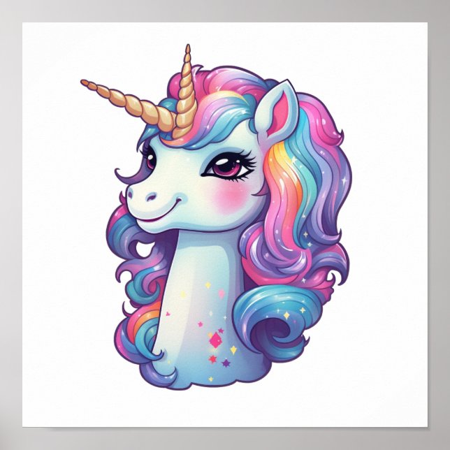 Affiche Illustration de licorne de dessin (Devant)