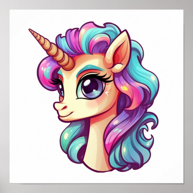 Affiche Illustration de licorne de dessin (Devant)