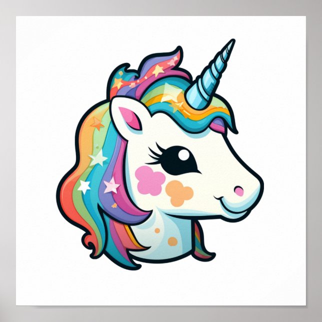 Affiche Illustration de licorne de dessin (Devant)