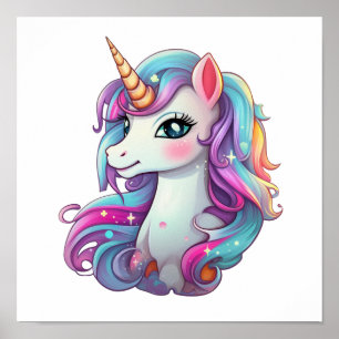 Affiche Illustration de licorne de dessin animé