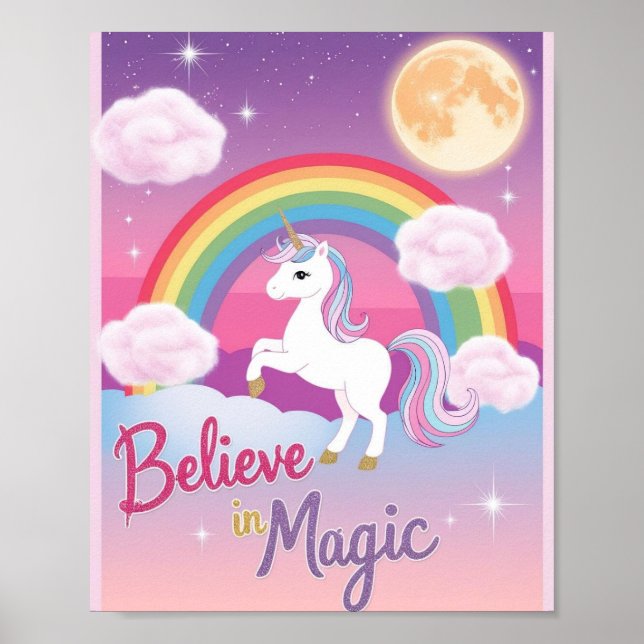 Affiche Illustration de licorne magique fantaisiste (Devant)