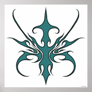 Affiche Illustration de ligne tribale aquamarine féroce