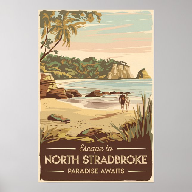 Affiche Illustration de l'île de North Stradbroke en Austr (Devant)