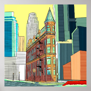Affiche Illustration de l'immeuble urbain