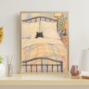Affiche Illustration de lit douillet pour chat noir