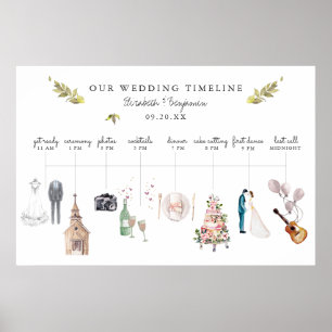 Affiche Illustration de l'itinéraire de mariage Bienvenue