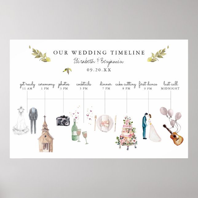 Affiche Illustration de l'itinéraire de mariage Bienvenue (Devant)