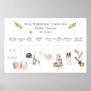 Affiche Illustration de l'itinéraire de mariage Bienvenue 