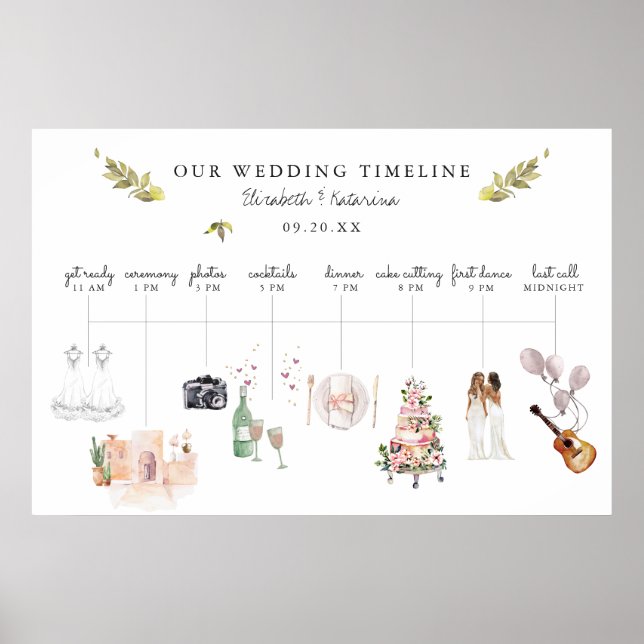 Affiche Illustration de l'itinéraire de mariage Bienvenue  (Devant)