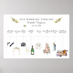 Affiche Illustration de l'itinéraire de mariage Bienvenue