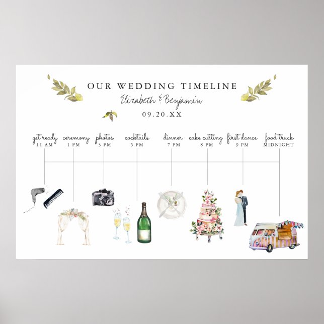 Affiche Illustration de l'itinéraire de mariage Bienvenue (Devant)